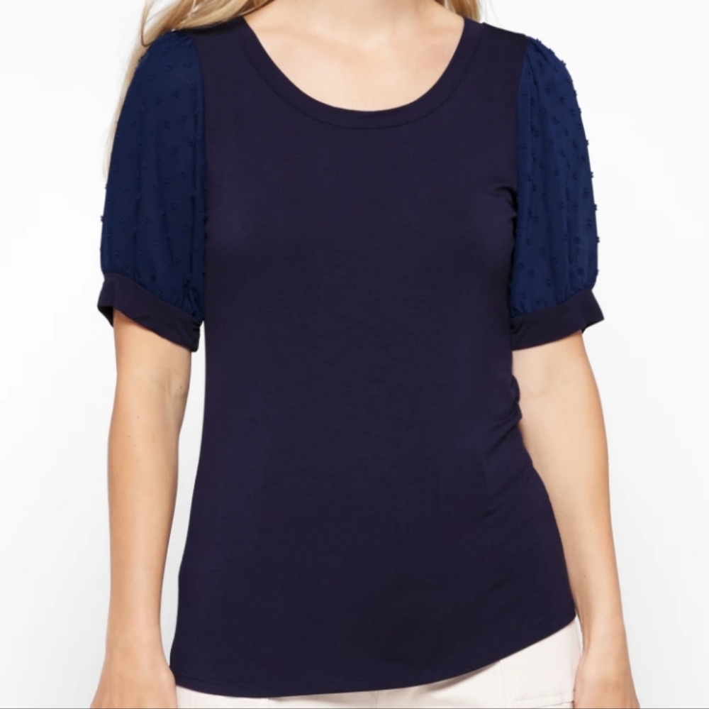 Beacon Kennedy Puff Sleeve Knit Top